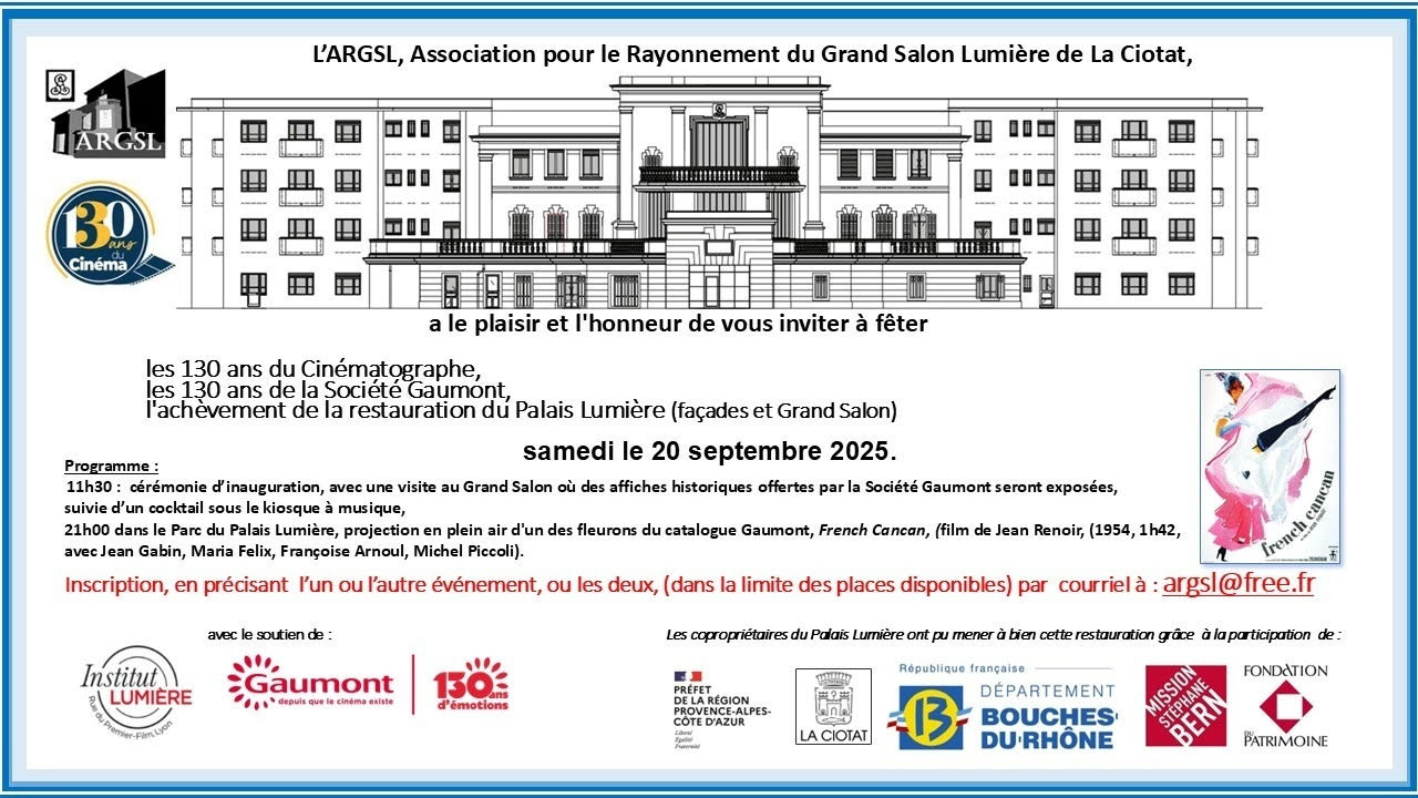 Invitation 130 du cin�ma au Palais Lumi�re La Ciotat